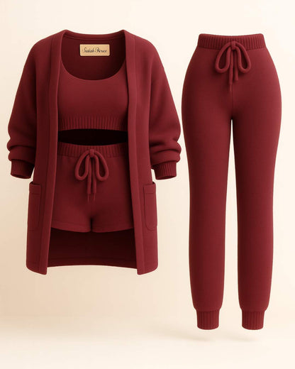 Das Signature 4 - teilige Bouclé Lounge Set - Burgunder - Saint Doux