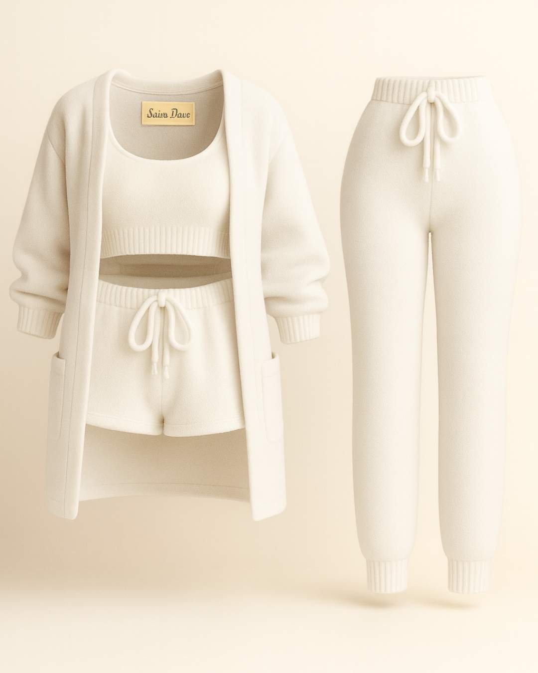 Das Signature 4 - teilige Bouclé Lounge Set - Weiß - Saint Doux