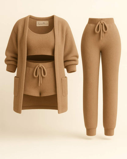 Das Signature 4 - teilige Bouclé Lounge Set - Braun - Saint Doux