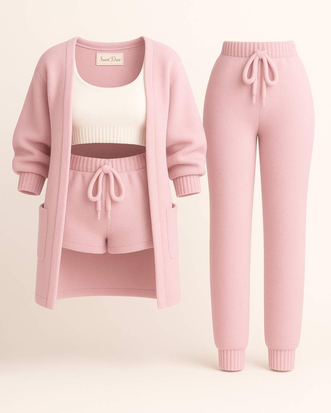 Das Signature 4 - teilige Bouclé Lounge Set - Rosenpink - Saint Doux