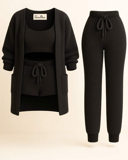 Das Signature 4 - teilige Bouclé Lounge Set - Schwarz - Saint Doux